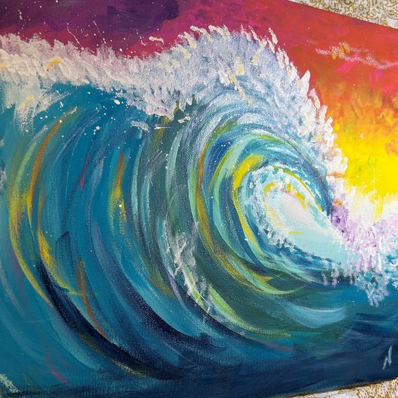 Vibrant Ocean Wave Canvas Art - Picture 3 of 5